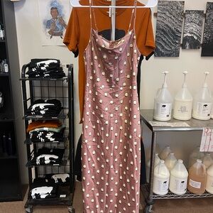 Pink elk tooth print dress
